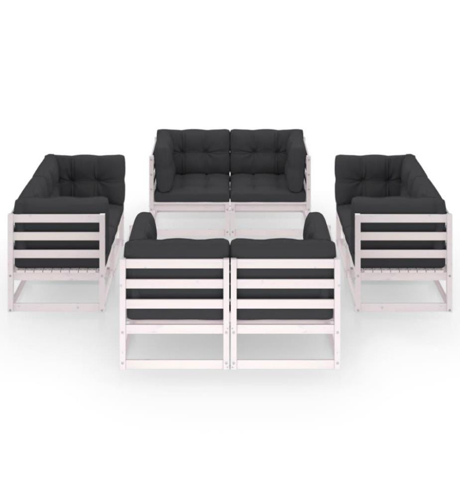 8-tlg. Garten-Lounge-Set mit Kissen Kiefer Massivholz