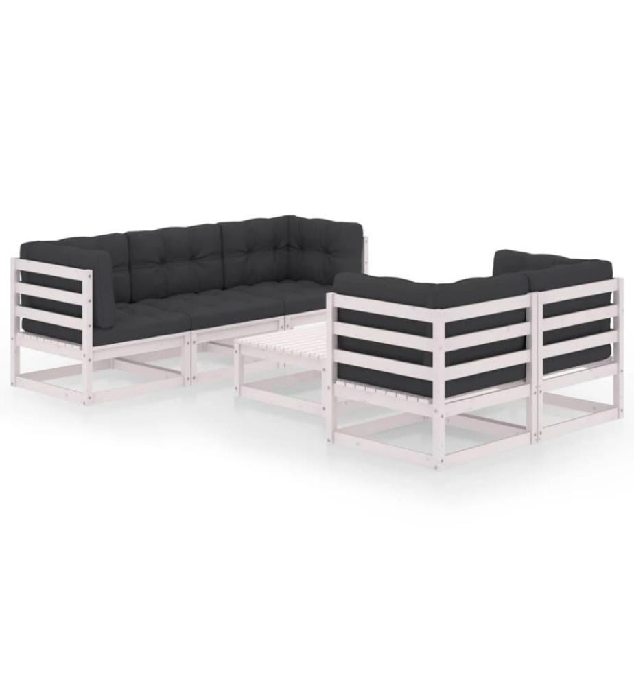 6-tlg. Garten-Lounge-Set mit Kissen Kiefer Massivholz