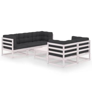 6-tlg. Garten-Lounge-Set mit Kissen Kiefer Massivholz