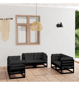 6-tlg. Garten-Lounge-Set mit Kissen Kiefer Massivholz
