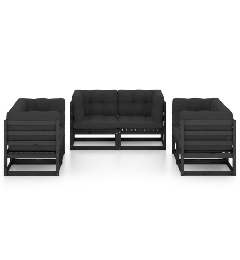 6-tlg. Garten-Lounge-Set mit Kissen Kiefer Massivholz