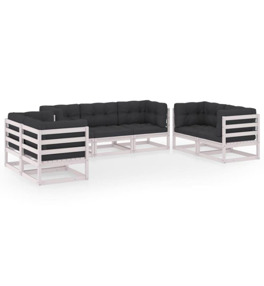 7-tlg. Garten-Lounge-Set mit Kissen Kiefer Massivholz