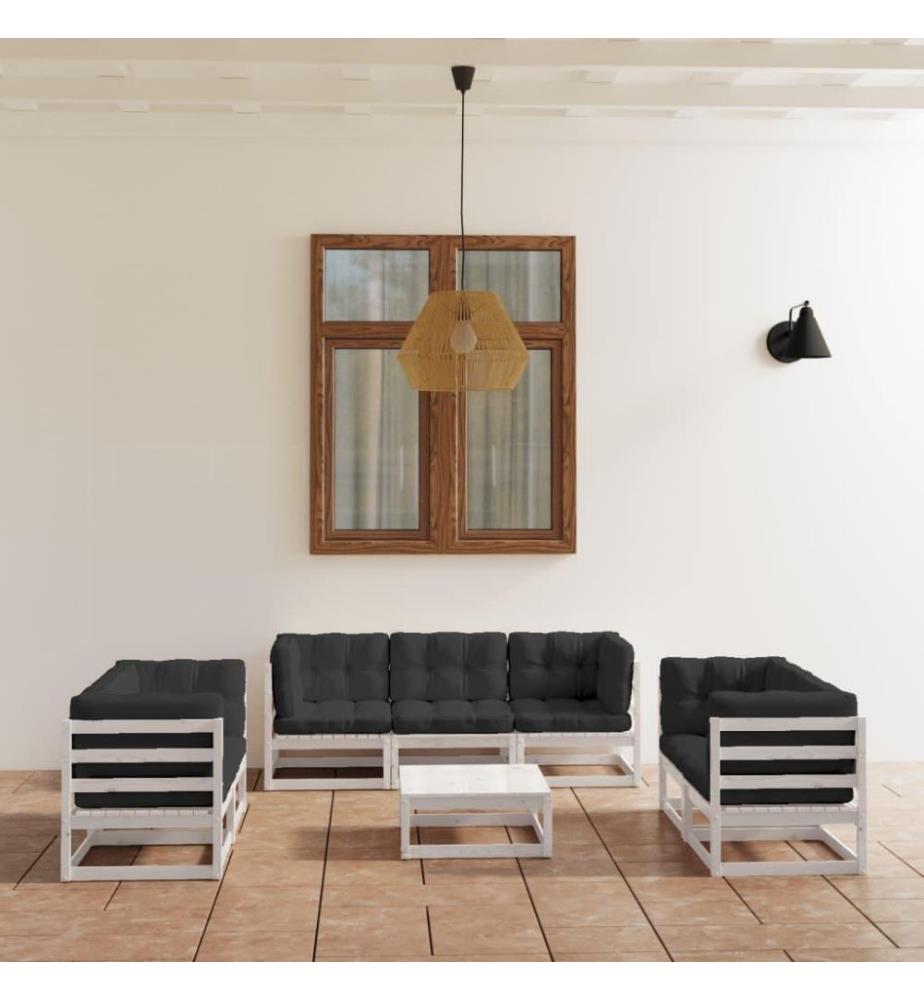 8-tlg. Garten-Lounge-Set mit Kissen Kiefer Massivholz