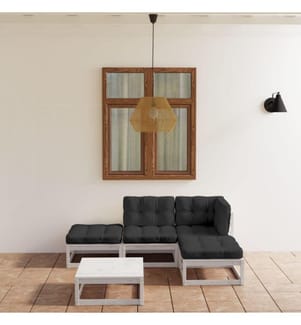 5-tlg. Garten-Lounge-Set mit Kissen Kiefer Massivholz