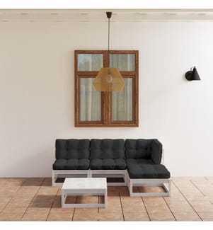 5-tlg. Garten-Lounge-Set mit Kissen Kiefer Massivholz