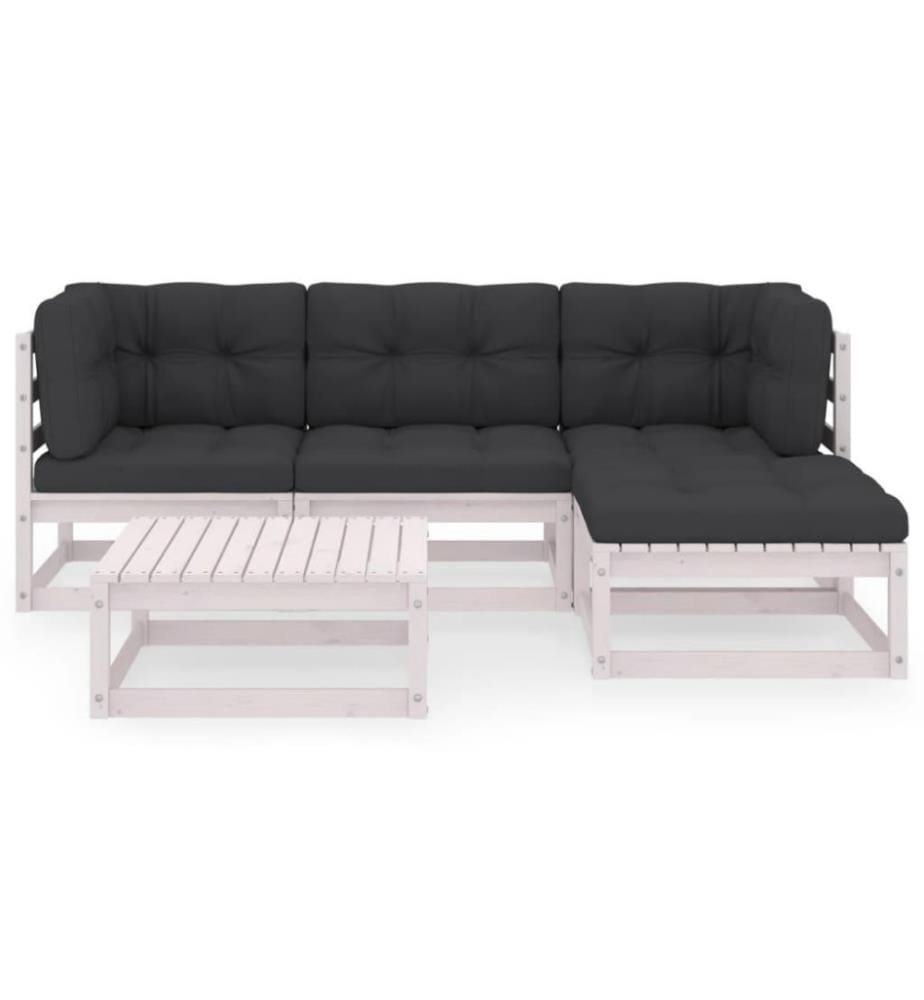 5-tlg. Garten-Lounge-Set mit Kissen Kiefer Massivholz