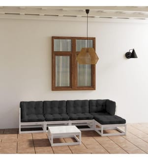 6-tlg. Garten-Lounge-Set mit Kissen Kiefer Massivholz