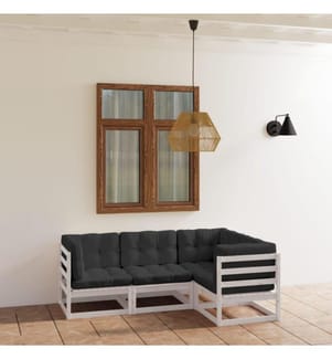 4-tlg. Garten-Lounge-Set mit Kissen Kiefer Massivholz