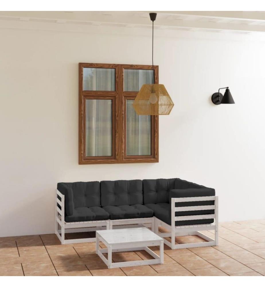 5-tlg. Garten-Lounge-Set mit Kissen Kiefer Massivholz