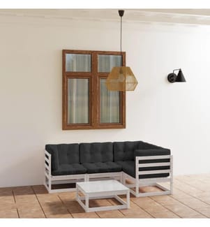 5-tlg. Garten-Lounge-Set mit Kissen Kiefer Massivholz