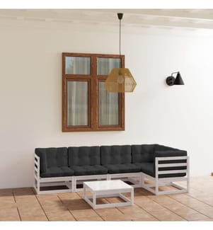 6-tlg. Garten-Lounge-Set mit Kissen Kiefer Massivholz
