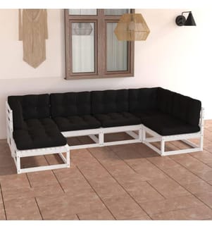 6-tlg. Garten-Lounge-Set mit Kissen Kiefer Massivholz