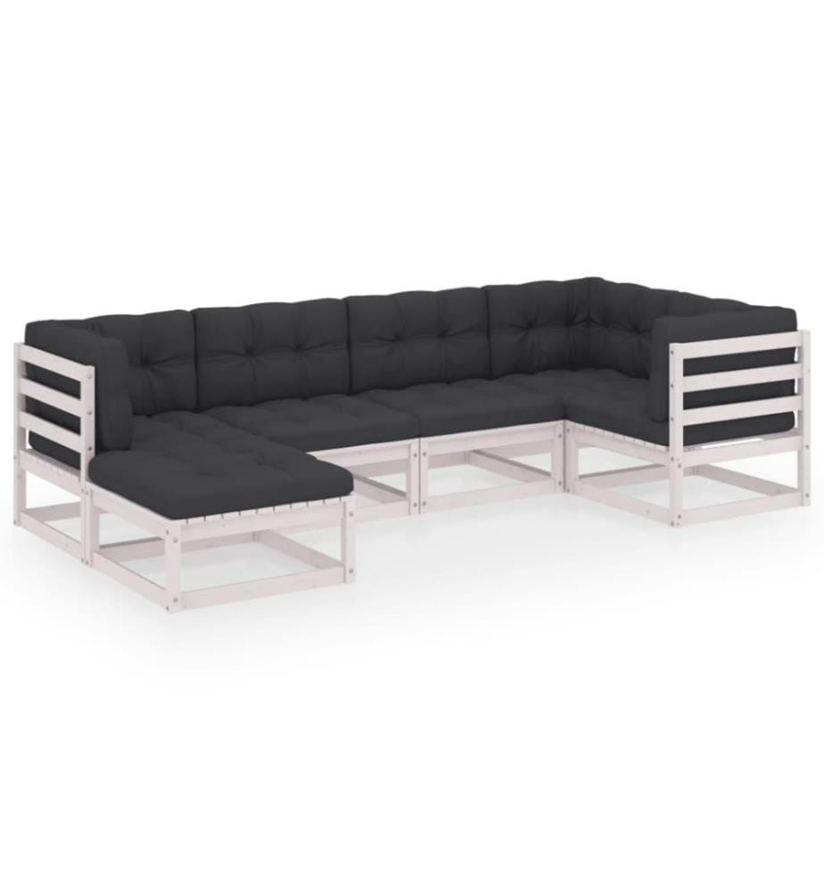 6-tlg. Garten-Lounge-Set mit Kissen Kiefer Massivholz