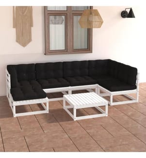 7-tlg. Garten-Lounge-Set mit Kissen Kiefer Massivholz