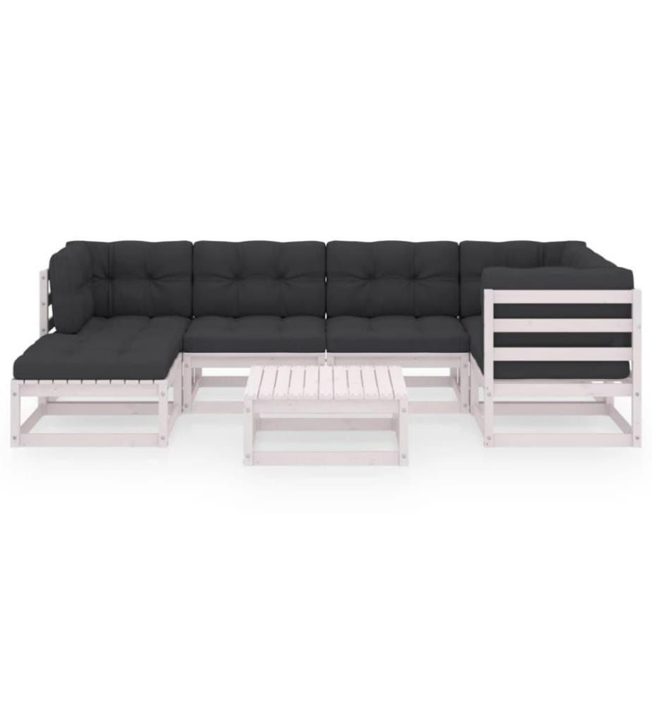 7-tlg. Garten-Lounge-Set mit Kissen Kiefer Massivholz