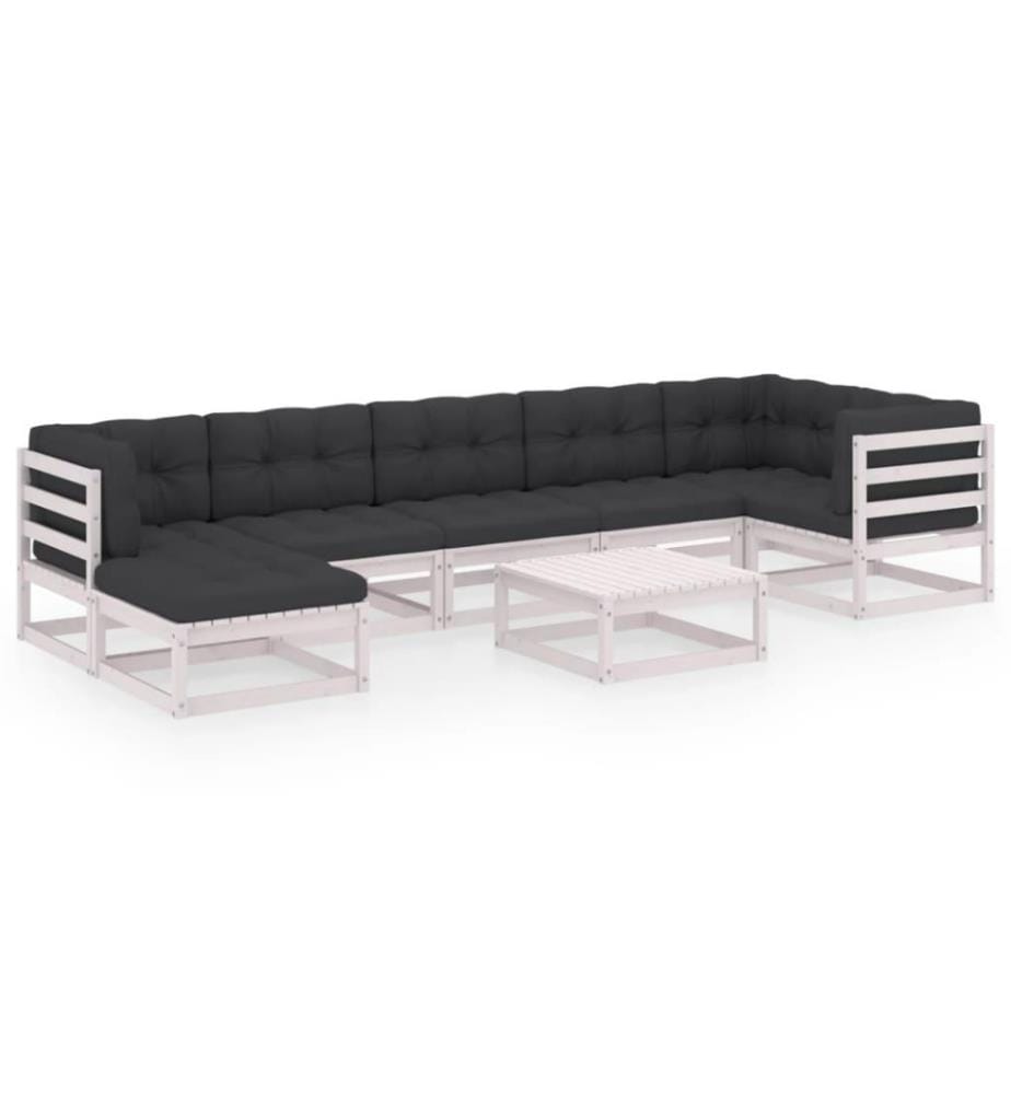8-tlg. Garten-Lounge-Set mit Kissen Kiefer Massivholz