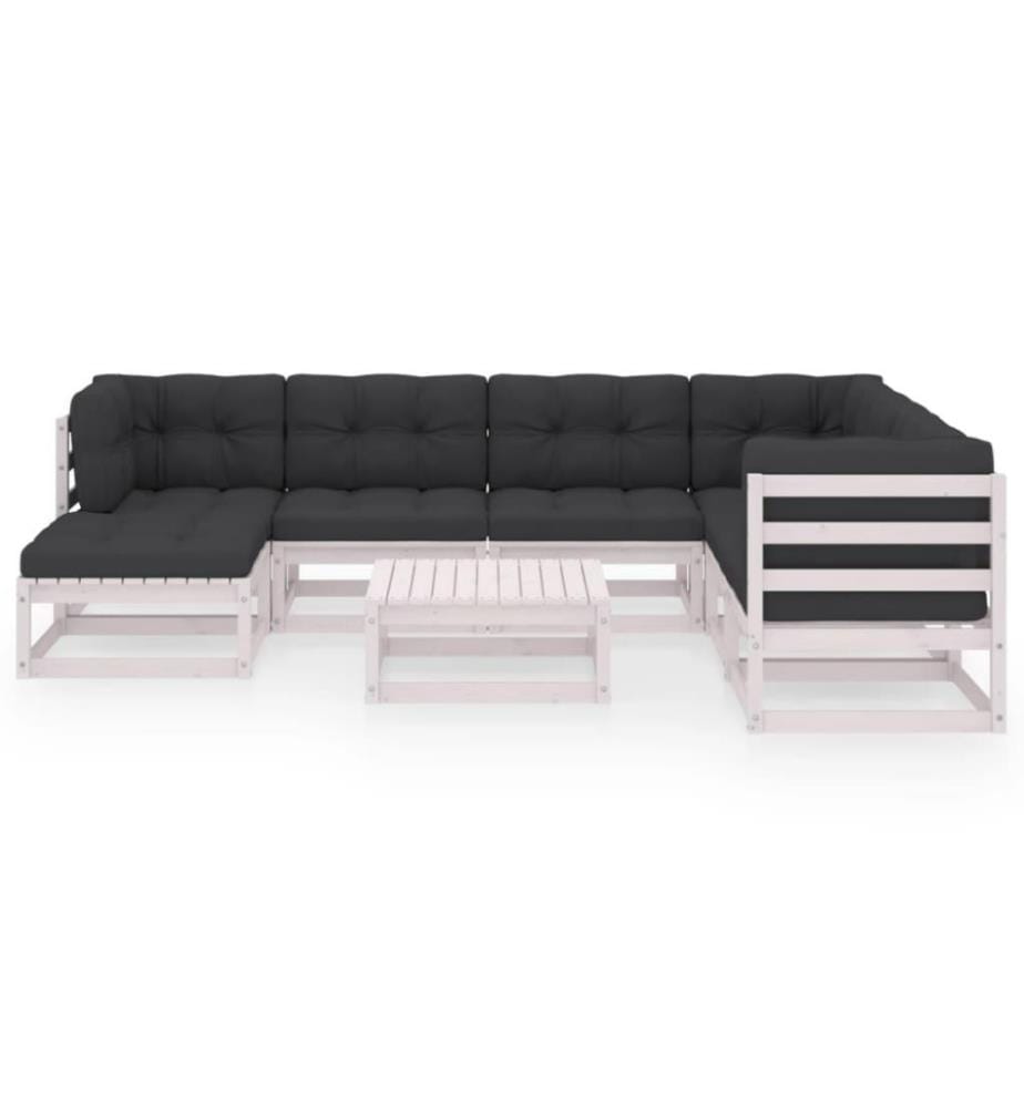 8-tlg. Garten-Lounge-Set mit Kissen Kiefer Massivholz