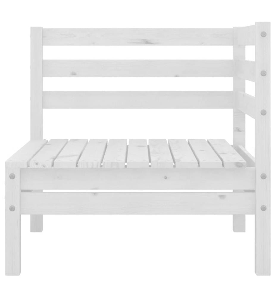 9-tlg. Garten-Lounge-Set Weiss Kiefer Massivholz