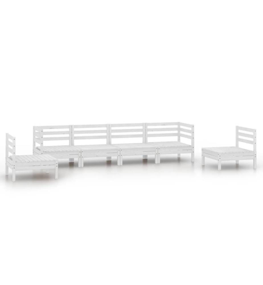 6-tlg. Garten-Lounge-Set Weiss Kiefer Massivholz