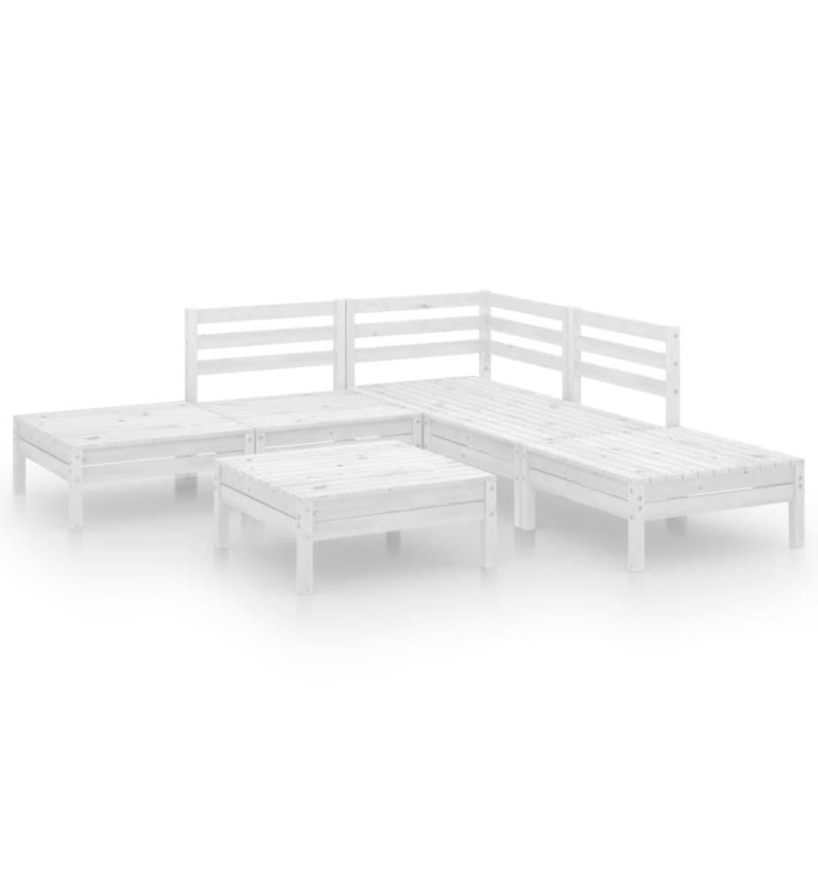 6-tlg. Garten-Lounge-Set Massivholz Kiefer Weiss