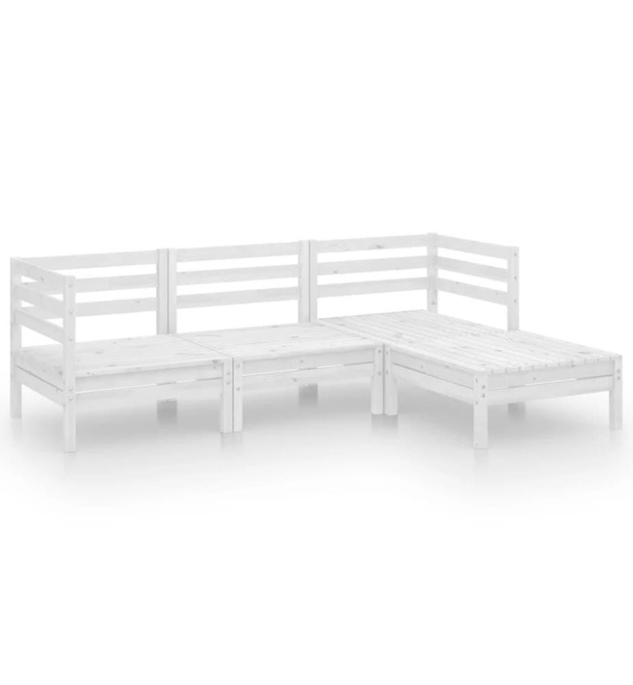 4-tlg. Garten-Lounge-Set Massivholz Kiefer Weiss