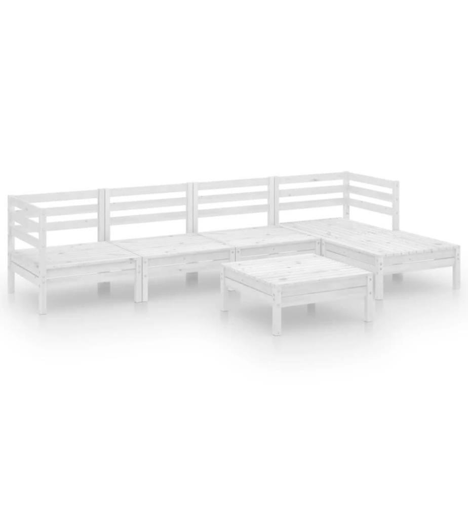 6-tlg. Garten-Lounge-Set Massivholz Kiefer Weiss