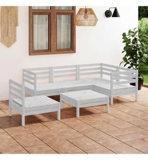 6-tlg. Garten-Lounge-Set Massivholz Kiefer Weiss