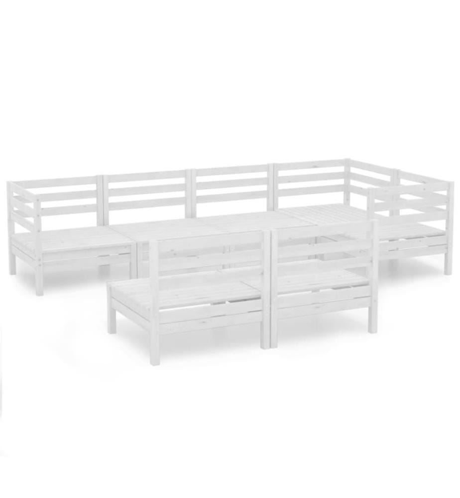 7-tlg. Garten-Lounge-Set Massivholz Kiefer Weiss