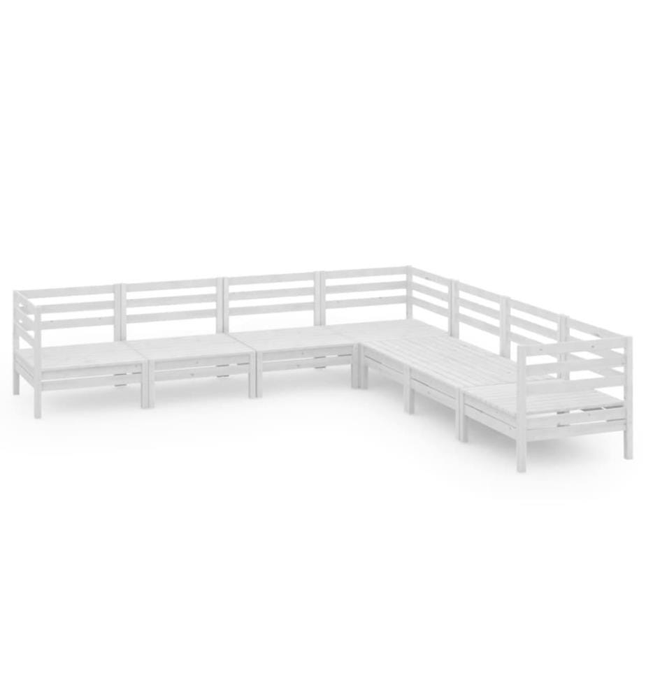 7-tlg. Garten-Lounge-Set Massivholz Kiefer Weiss