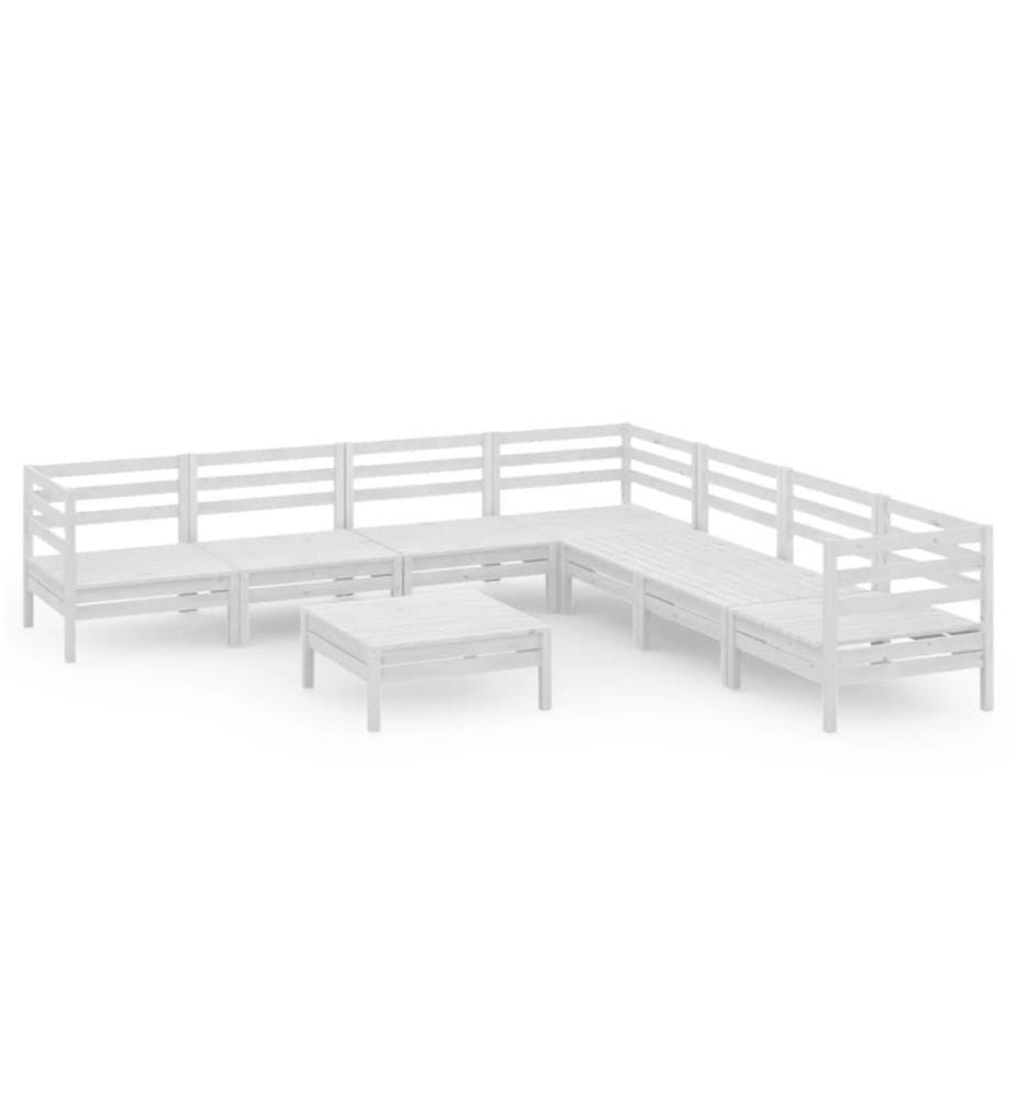 8-tlg. Garten-Lounge-Set Massivholz Kiefer Weiss