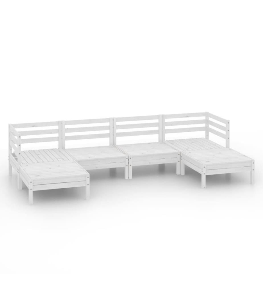 6-tlg. Garten-Lounge-Set Weiss Massivholz Kiefer