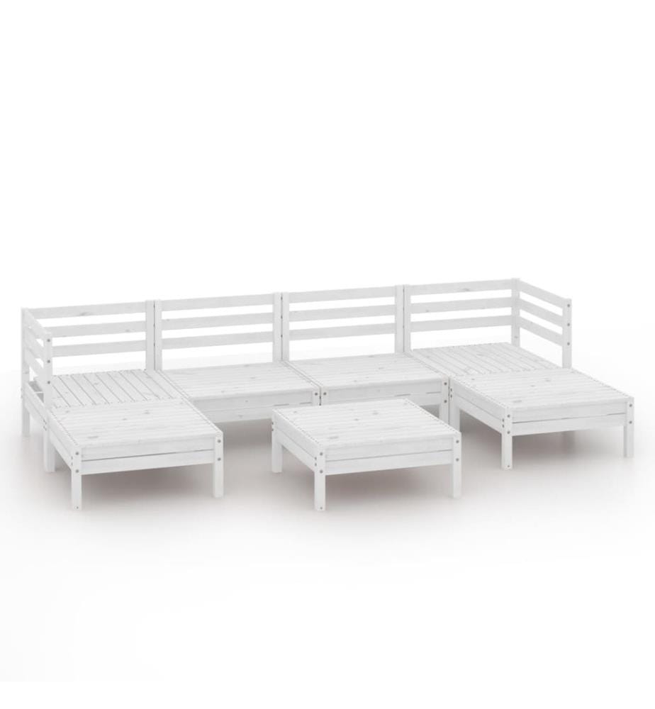 7-tlg. Garten-Lounge-Set Weiss Massivholz Kiefer