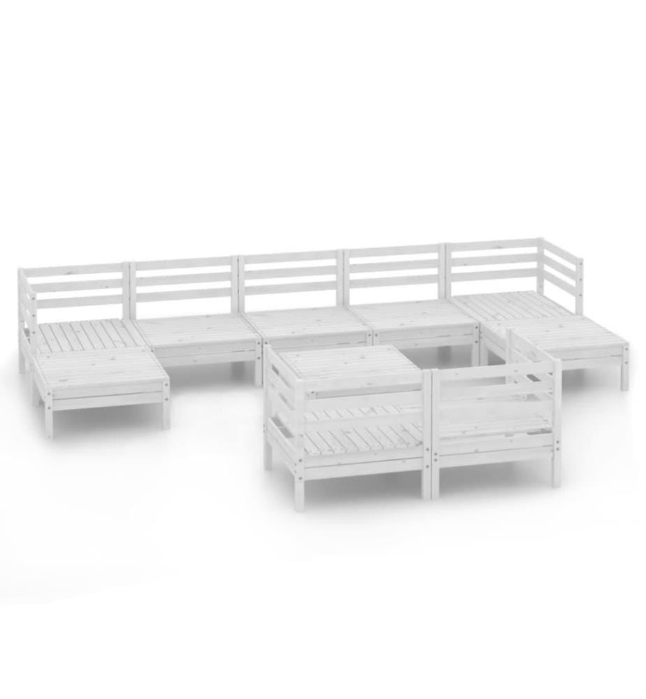 10-tlg. Garten-Lounge-Set Weiss Massivholz Kiefer