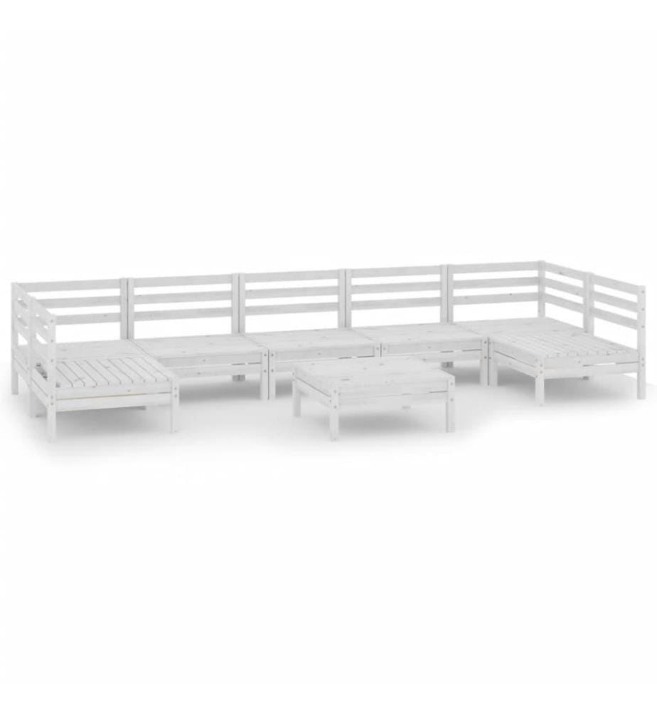 8-tlg. Garten-Lounge-Set Weiss Massivholz Kiefer
