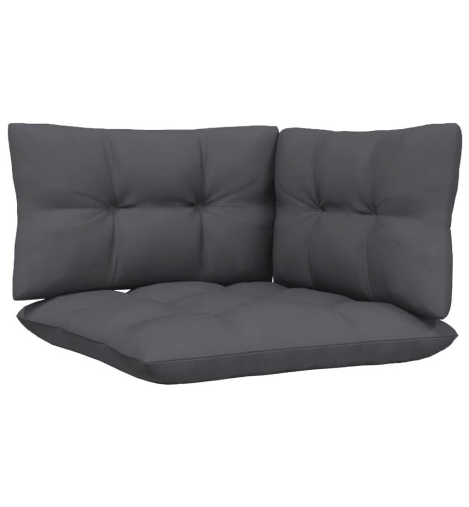 3-tlg. Garten-Lounge-Set mit Anthrazit Kissen Kiefernholz