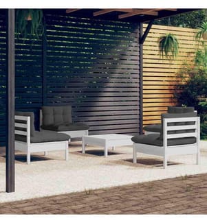 5-tlg. Garten-Lounge-Set mit Anthrazit Kissen Kiefernholz