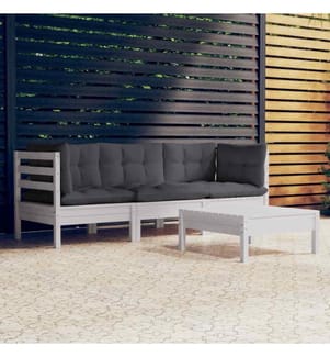 4-tlg. Garten-Lounge-Set mit Anthrazit Kissen Kiefernholz