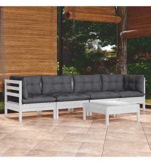 5-tlg. Garten-Lounge-Set mit Kissen Kiefer Massivholz