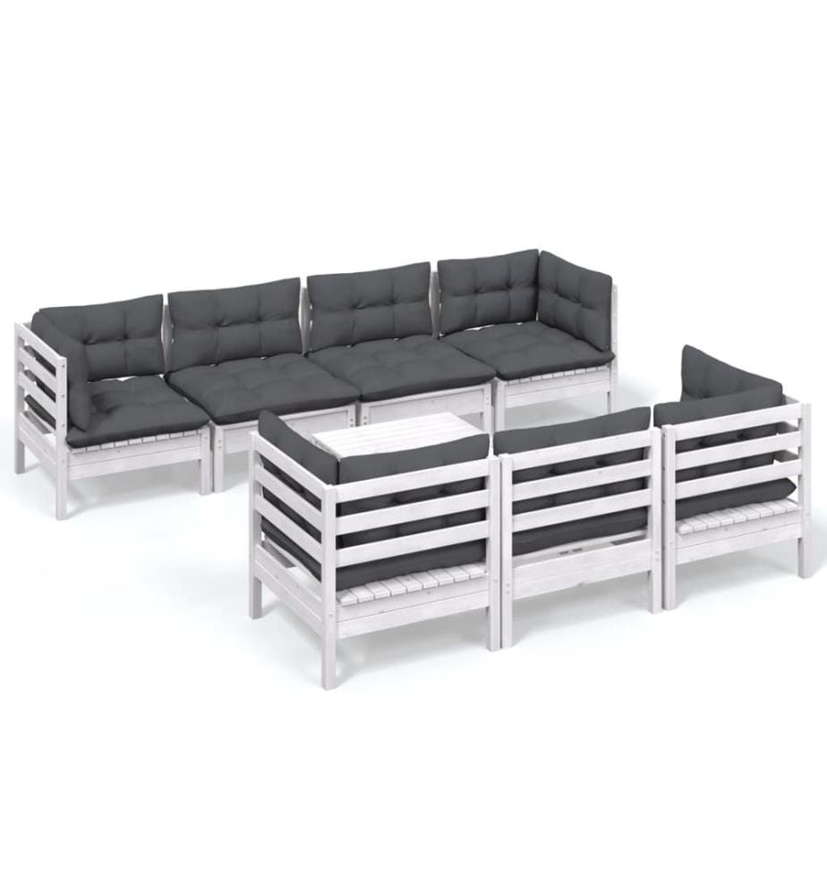 8-tlg. Garten-Lounge-Set mit Kissen Kiefer Massivholz