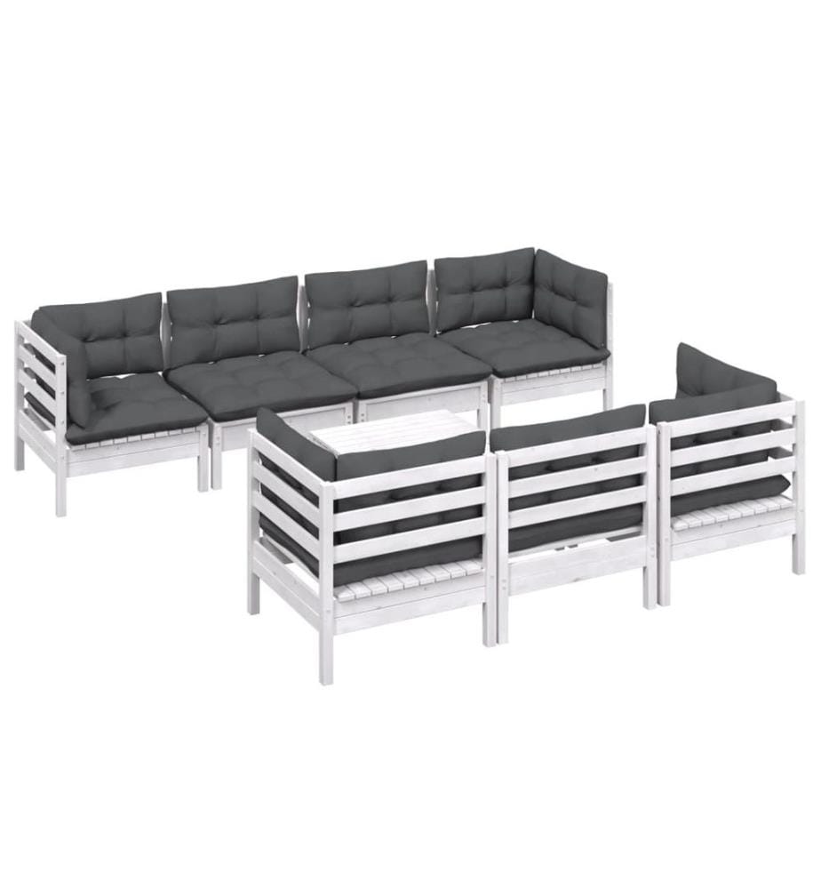 8-tlg. Garten-Lounge-Set mit Kissen Kiefer Massivholz