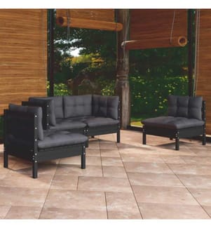 4-tlg. Garten-Lounge-Set mit Kissen Massivholz Kiefer