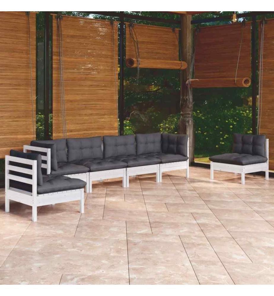 6-tlg. Garten-Lounge-Set mit Kissen Kiefer Massivholz