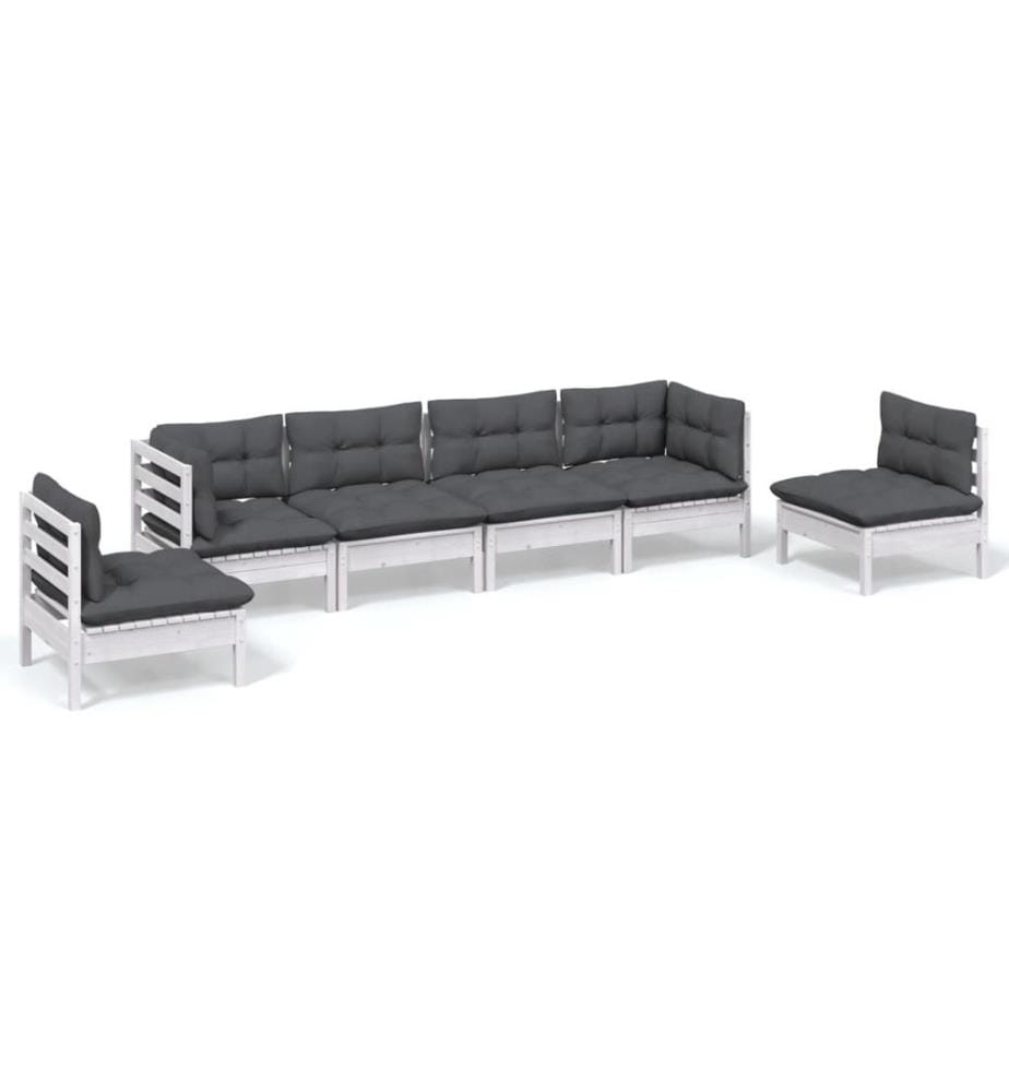 6-tlg. Garten-Lounge-Set mit Kissen Kiefer Massivholz