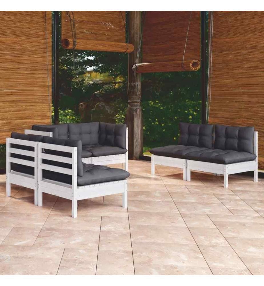 6-tlg. Garten-Lounge-Set mit Kissen Kiefer Massivholz