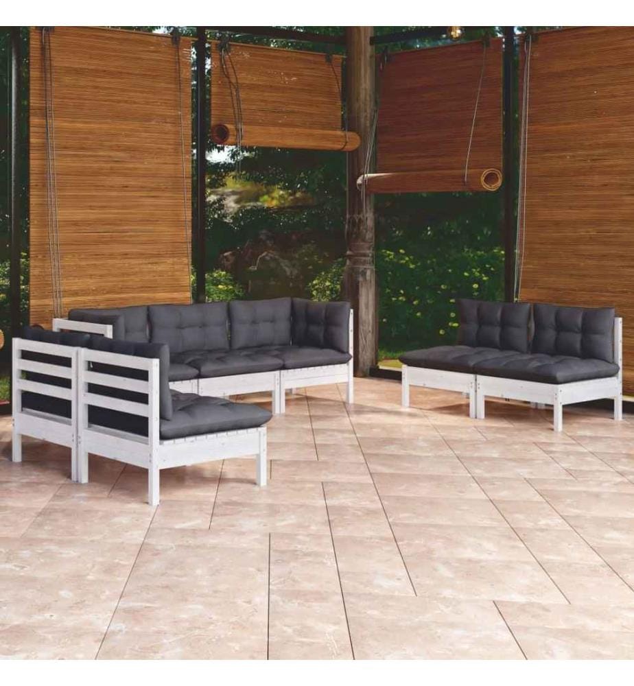 7-tlg. Garten-Lounge-Set mit Kissen Kiefer Massivholz
