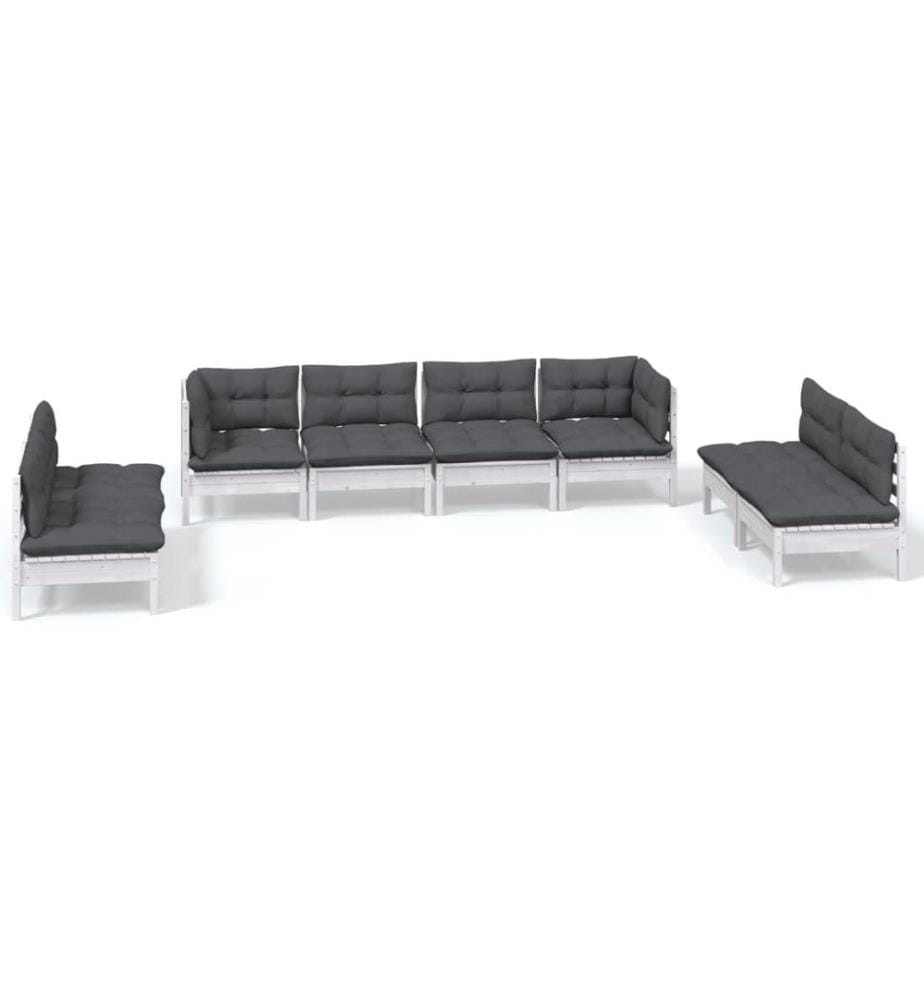 8-tlg. Garten-Lounge-Set mit Kissen Kiefer Massivholz