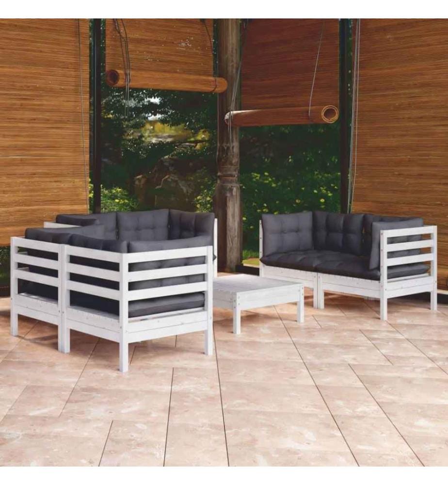 7-tlg. Garten-Lounge-Set mit Kissen Kiefer Massivholz