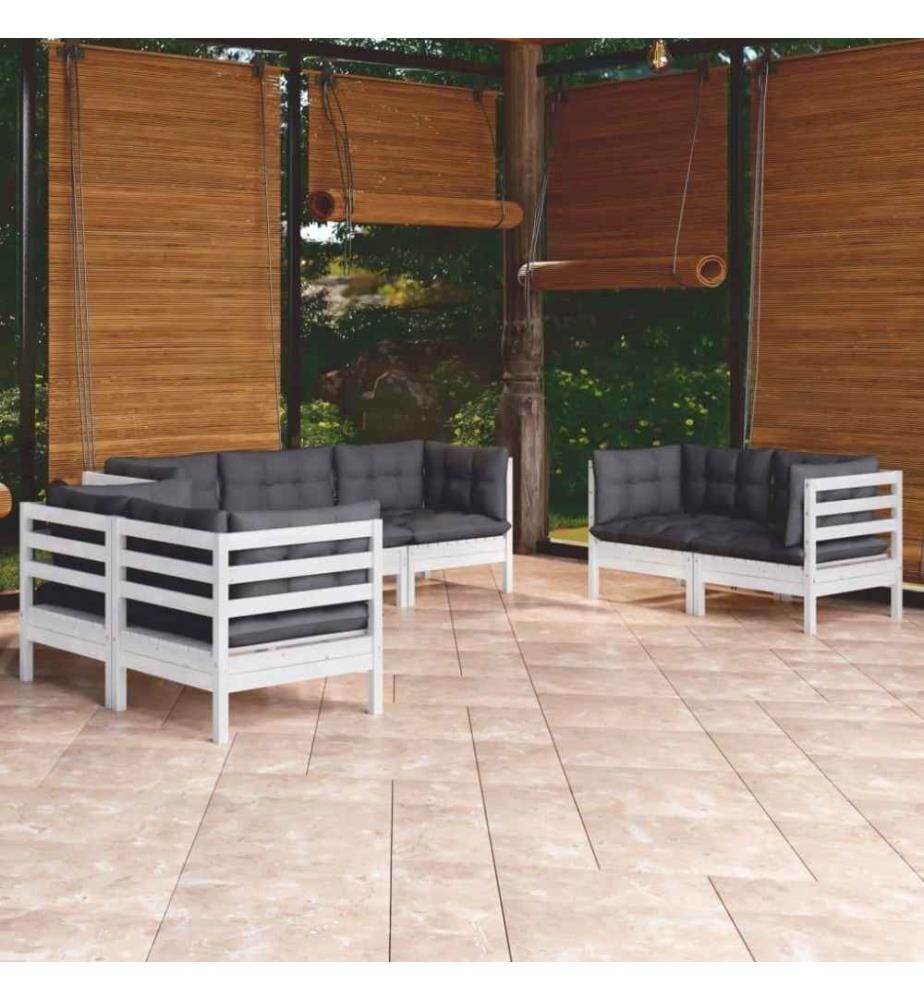 7-tlg. Garten-Lounge-Set mit Kissen Kiefer Massivholz