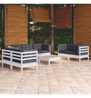 8-tlg. Garten-Lounge-Set mit Kissen Kiefer Massivholz