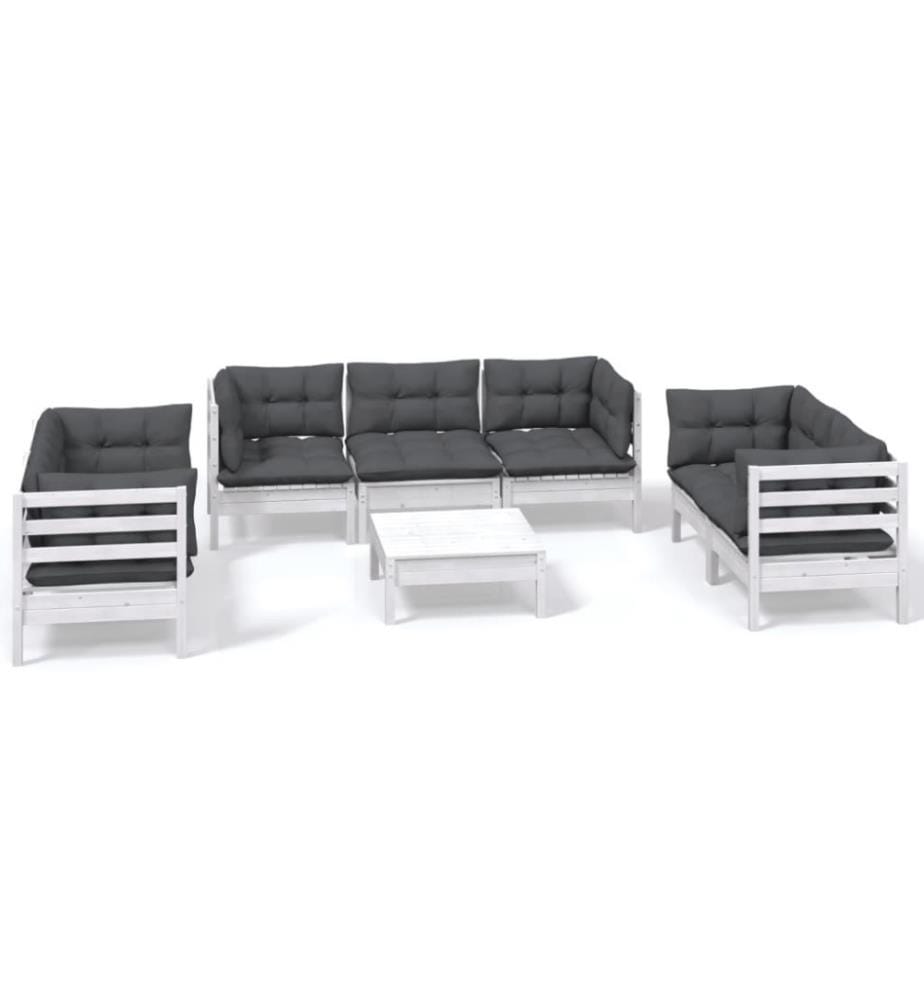 8-tlg. Garten-Lounge-Set mit Kissen Kiefer Massivholz